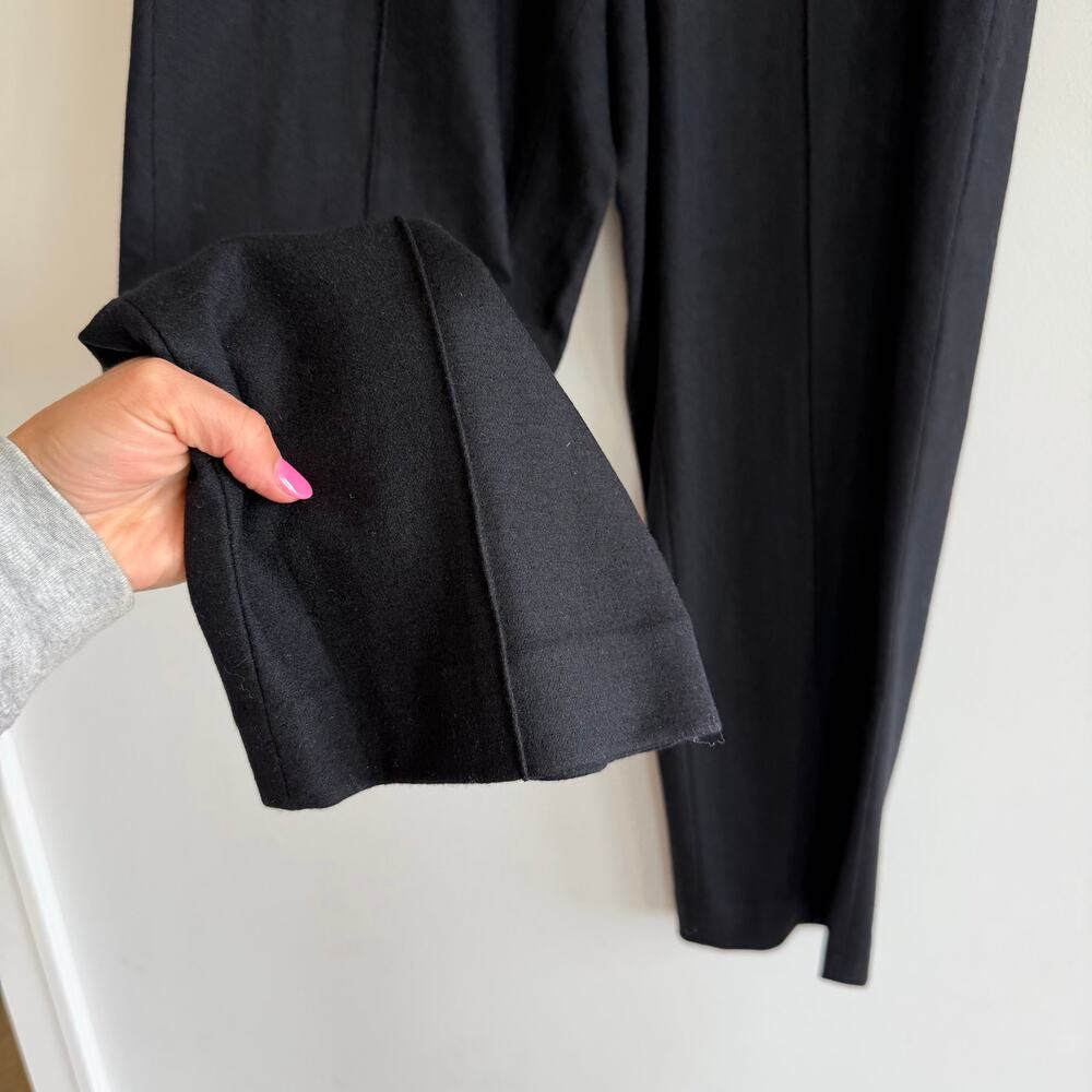 Vince Wool Blend Pintuck Pull-On High Rise Straight Leg Pants Black 10 - Picture 6 of 9